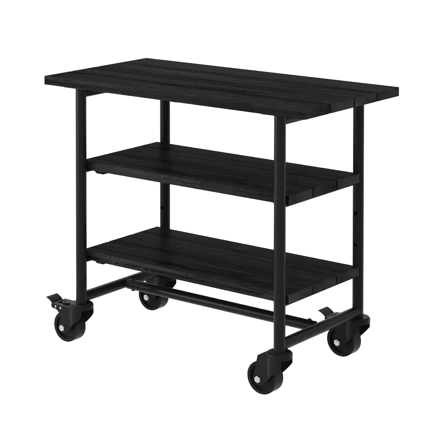 Plus Urban Picnic plante/grillbord med 2 hylder i sort/sort stel