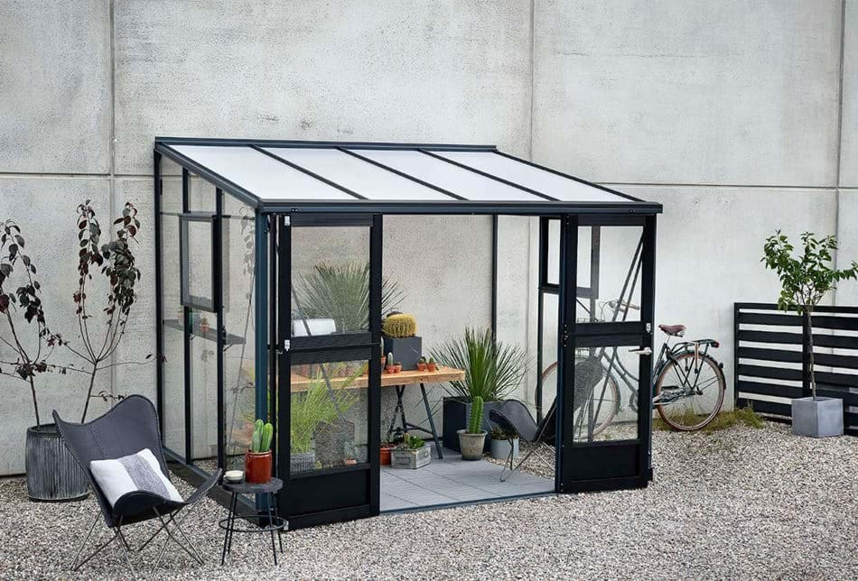 Juliana Veranda 6,6 m2 antracit/sort med 3 mm hærdet glas - F09683
