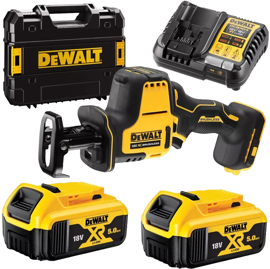 Dewalt DCS369P2-QW 18V XR Bajonetsav med 2 stk. 5,0Ah batteri, lader og TSTAK
