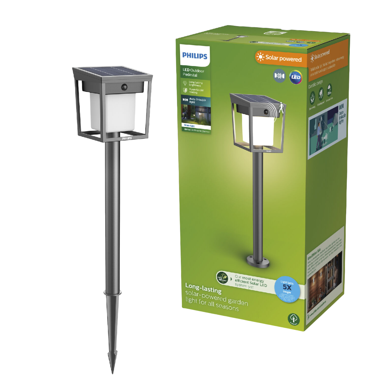 Philips Blaise Solcelle Bedlampe i antracit