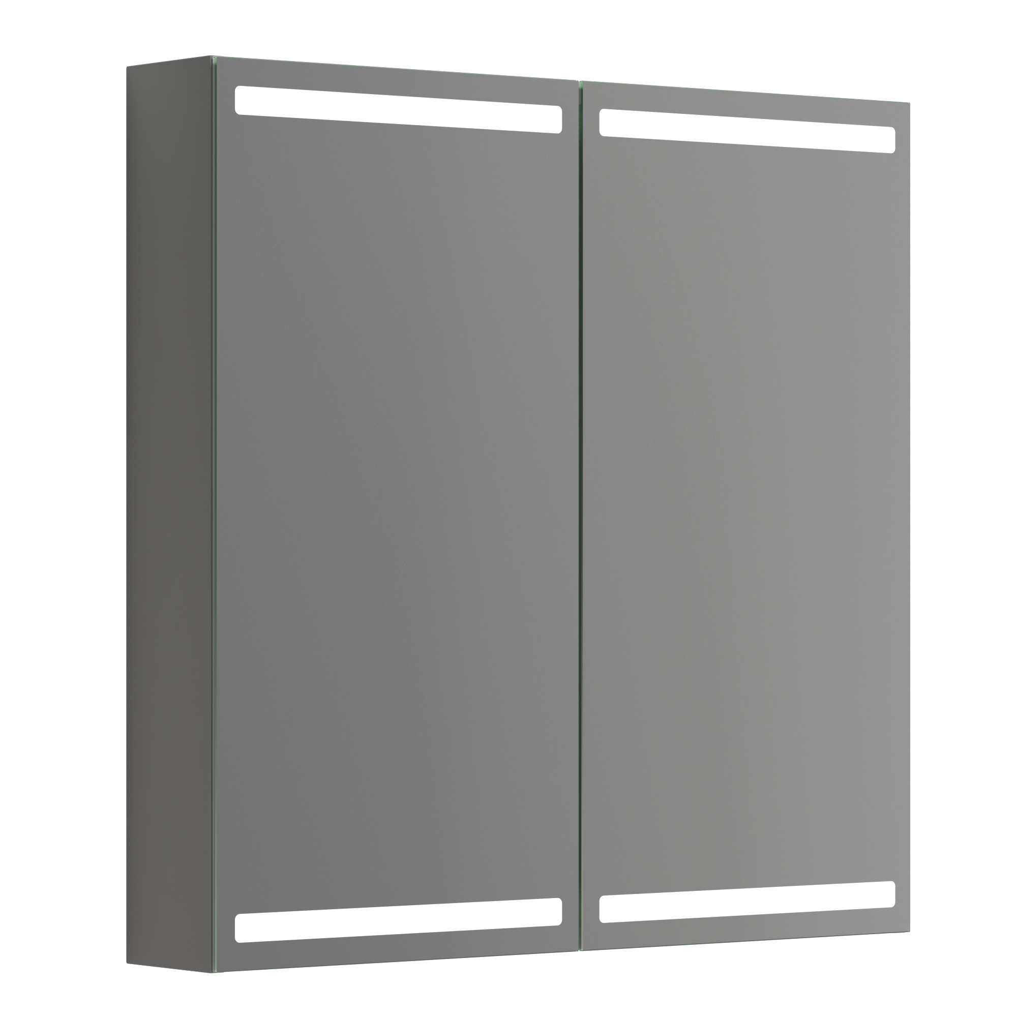 Scanbad Luna Level Spejlskab 80x80 cm m/2 låger - grå mat