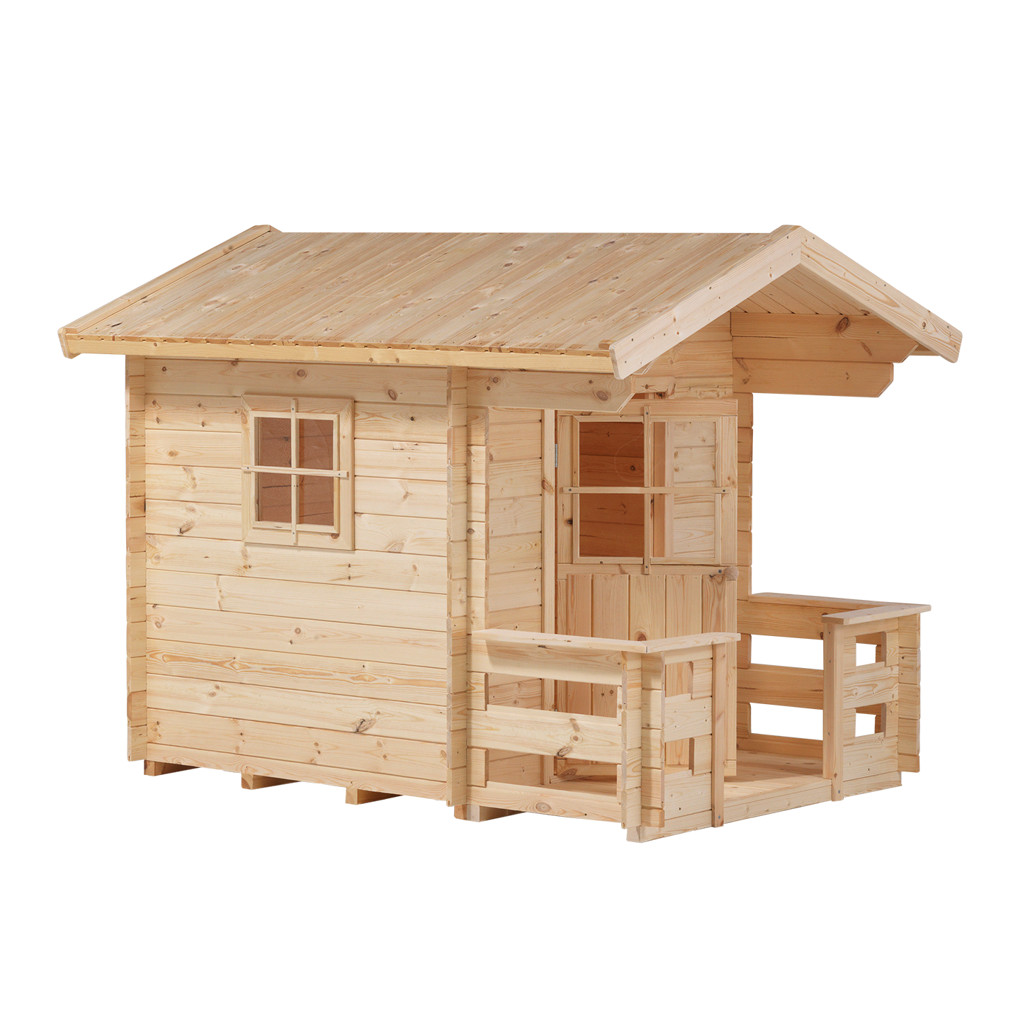 Plus Legehus 134×134 cm + 58 cm terrasse - Ubehandlet