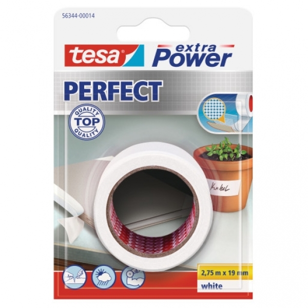 Tesa extra Power Perfect Lærredstape Hvid