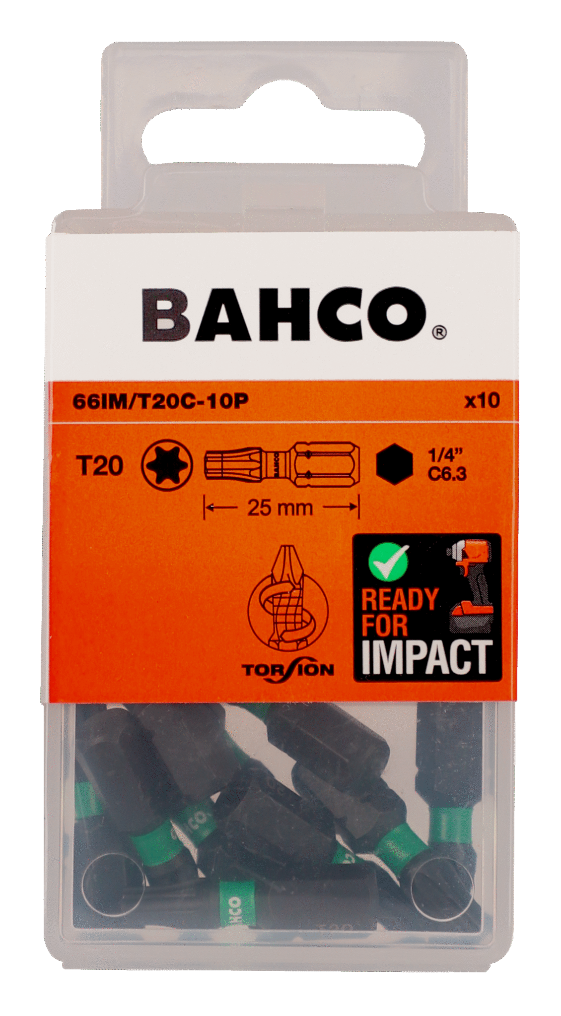 Bacho 66IM/T20C-10P slagtorsionsskruetrækkerbits Torx T20 - 10 stk.