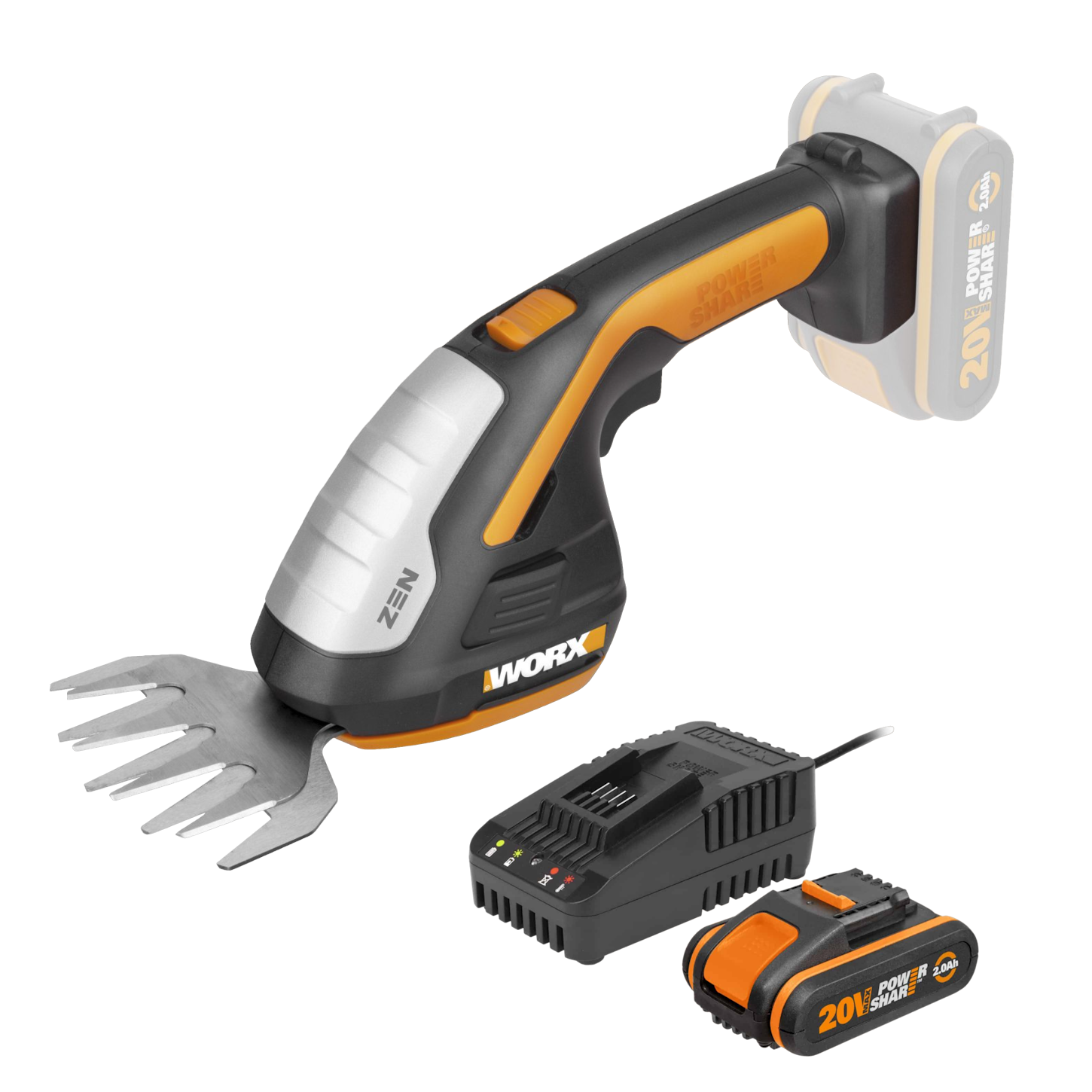Worx WG801E 20V PowerShare Multiklipper med 2,0Ah batteri og lader
