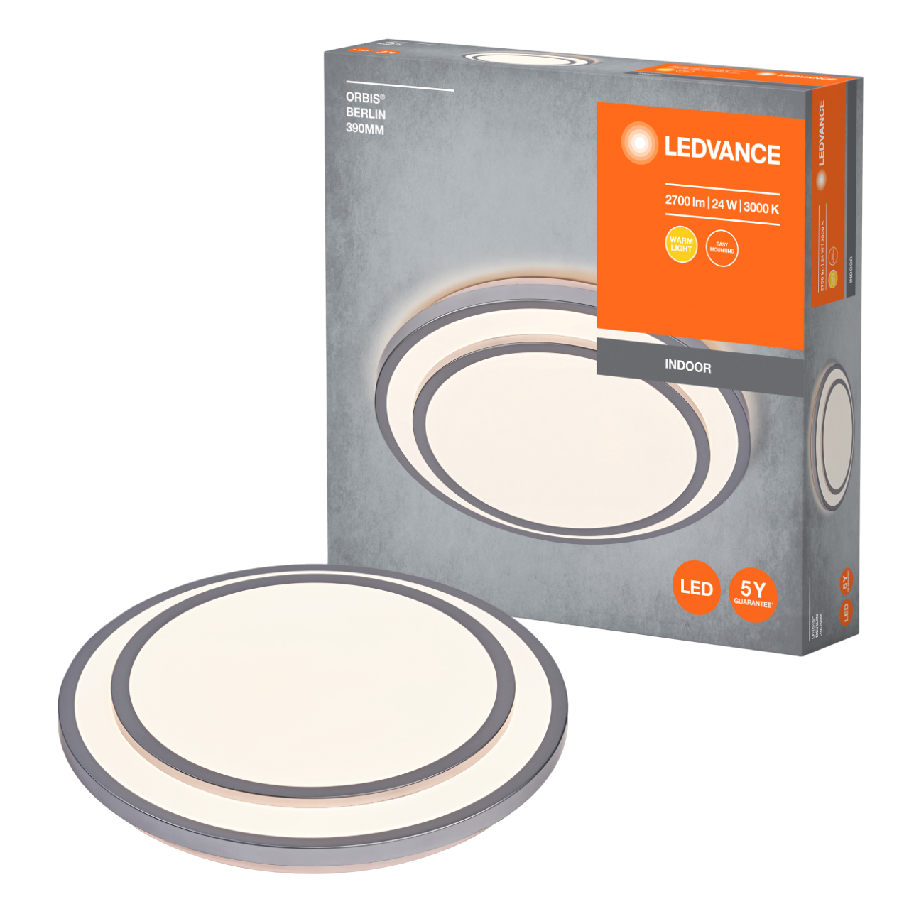 LEDVANCE Orbis Berlin 390 mm 24W 830 Loftlampe i sølv