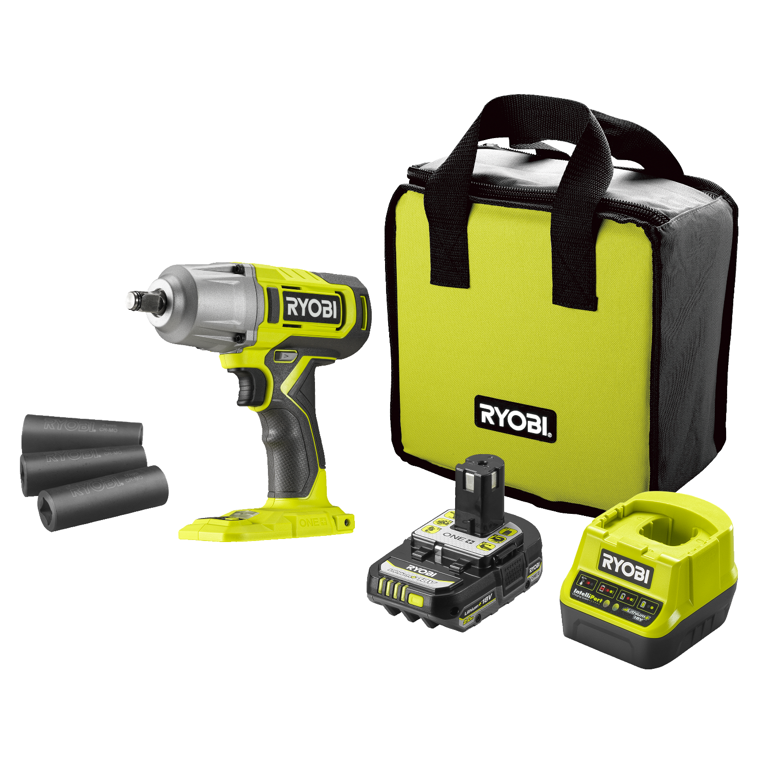 Ryobi RIW18-1C20SA3 ONE+ 18V Slagnøgle med 2,0Ah batteri og lader