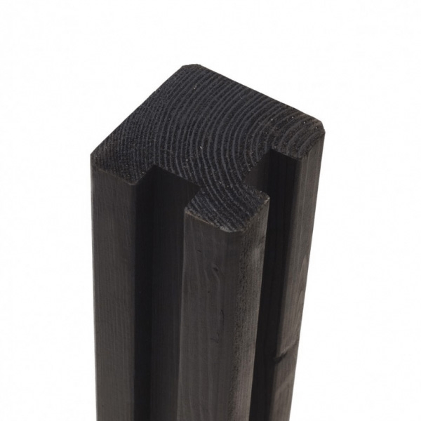 Plus Profilstolpe sort til hegn med 2 spor til hjørne 9x9 cm - 268 cm
