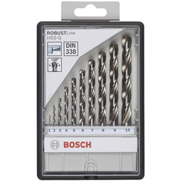 Bosch Robust Line Metalborsæt HSS-G 1-10 mm DIN 338 - 10 Dele