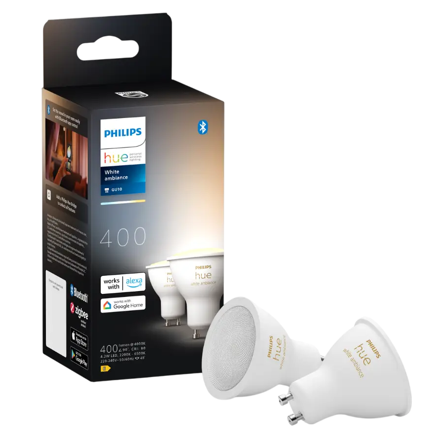 Philips Hue GU10 BT White Ambiance 400 lm spot 2-pak
