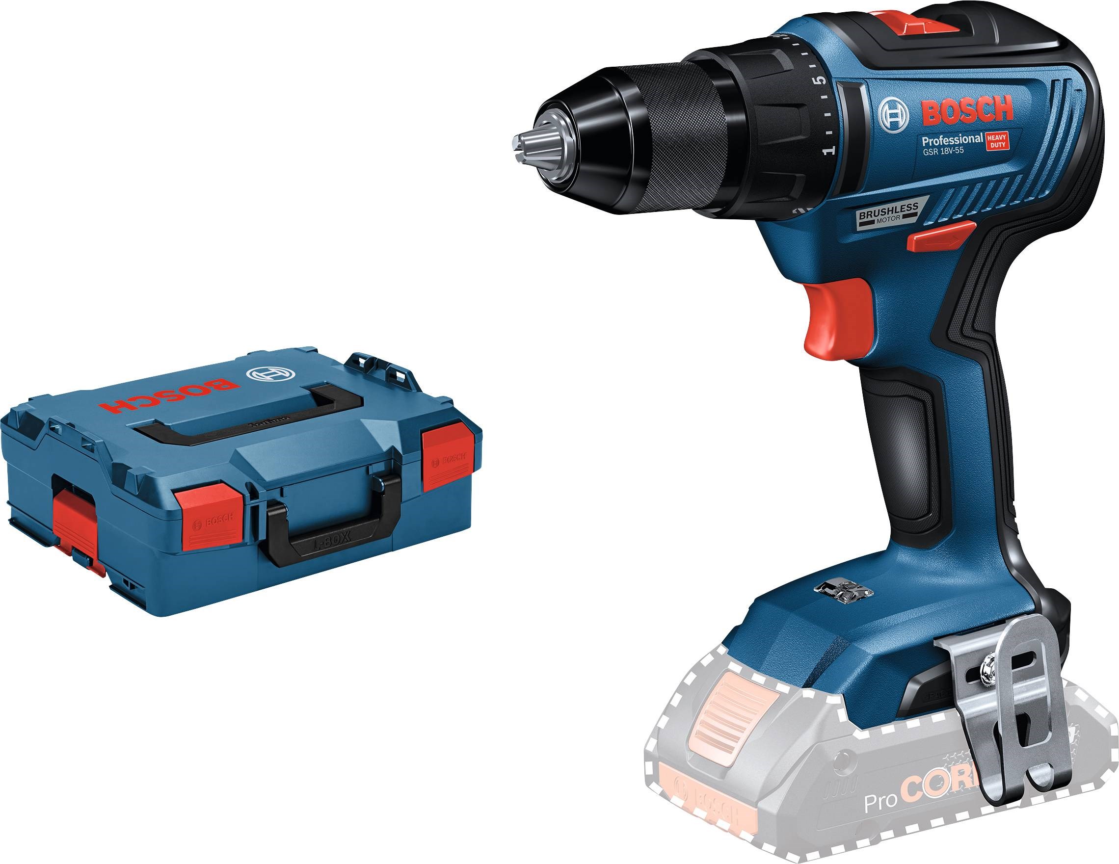 Bosch GSR 18V-55 Bore-/skruemaskine med L-BOXX