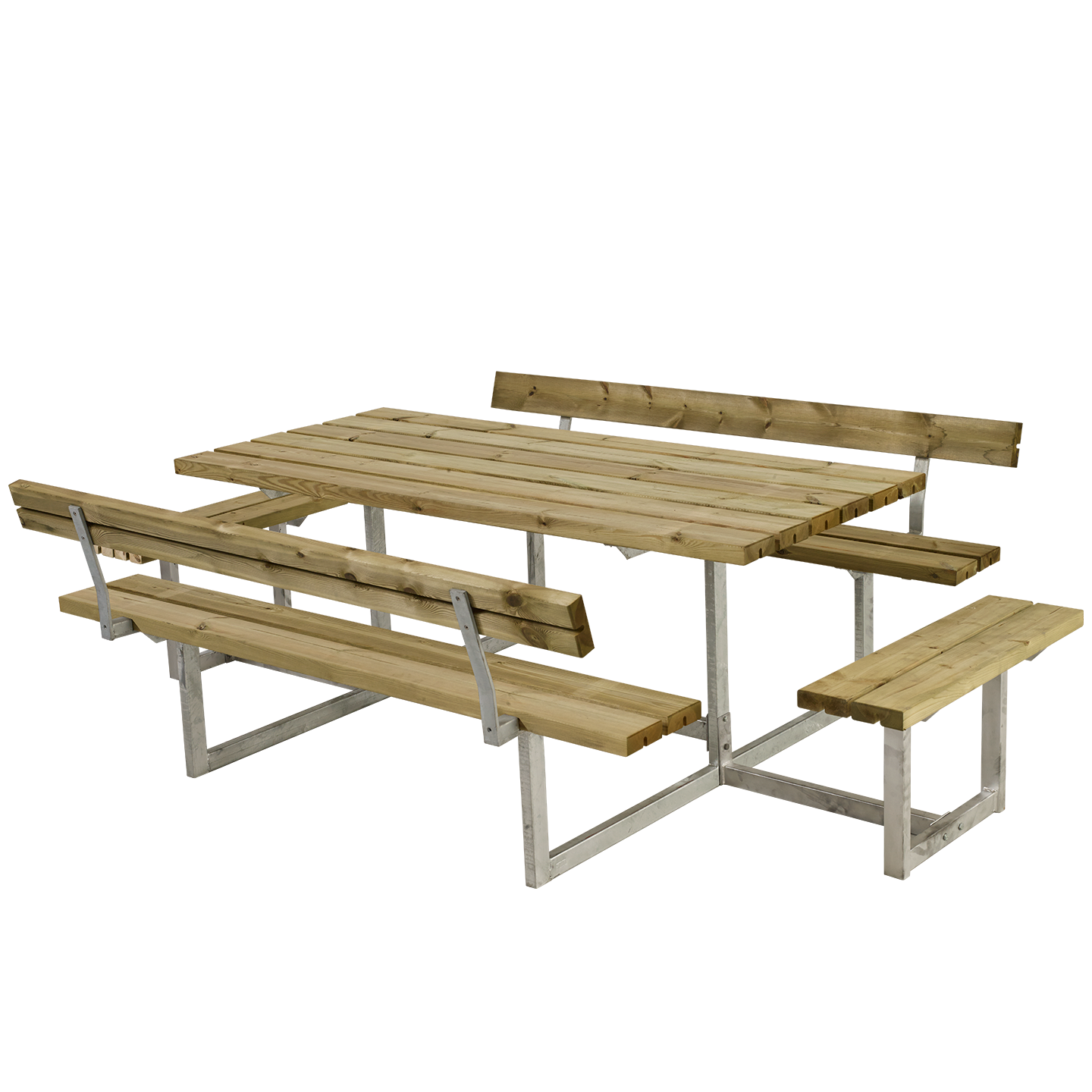Plus Basic Bord/Bænkesæt m/2 ryglæn og 2 påbygninger - 260 cm - Trykimprægneret