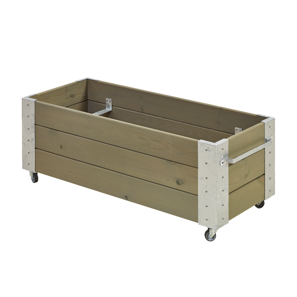 Plus Cubic Blomsterkasse med hjul 120×45 cm - Gråbrun
