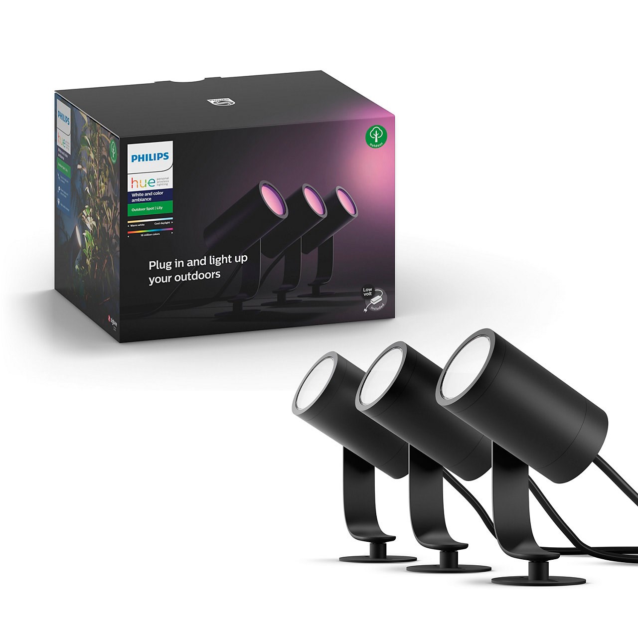 Philips Hue Lily WCA Lavvolt udendørs spots - Base kit