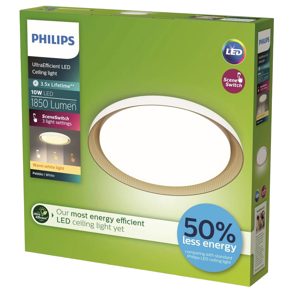 Philips Pebblo SceneSwitch Plafond 10W 2700K i hvid Ø320 mm
