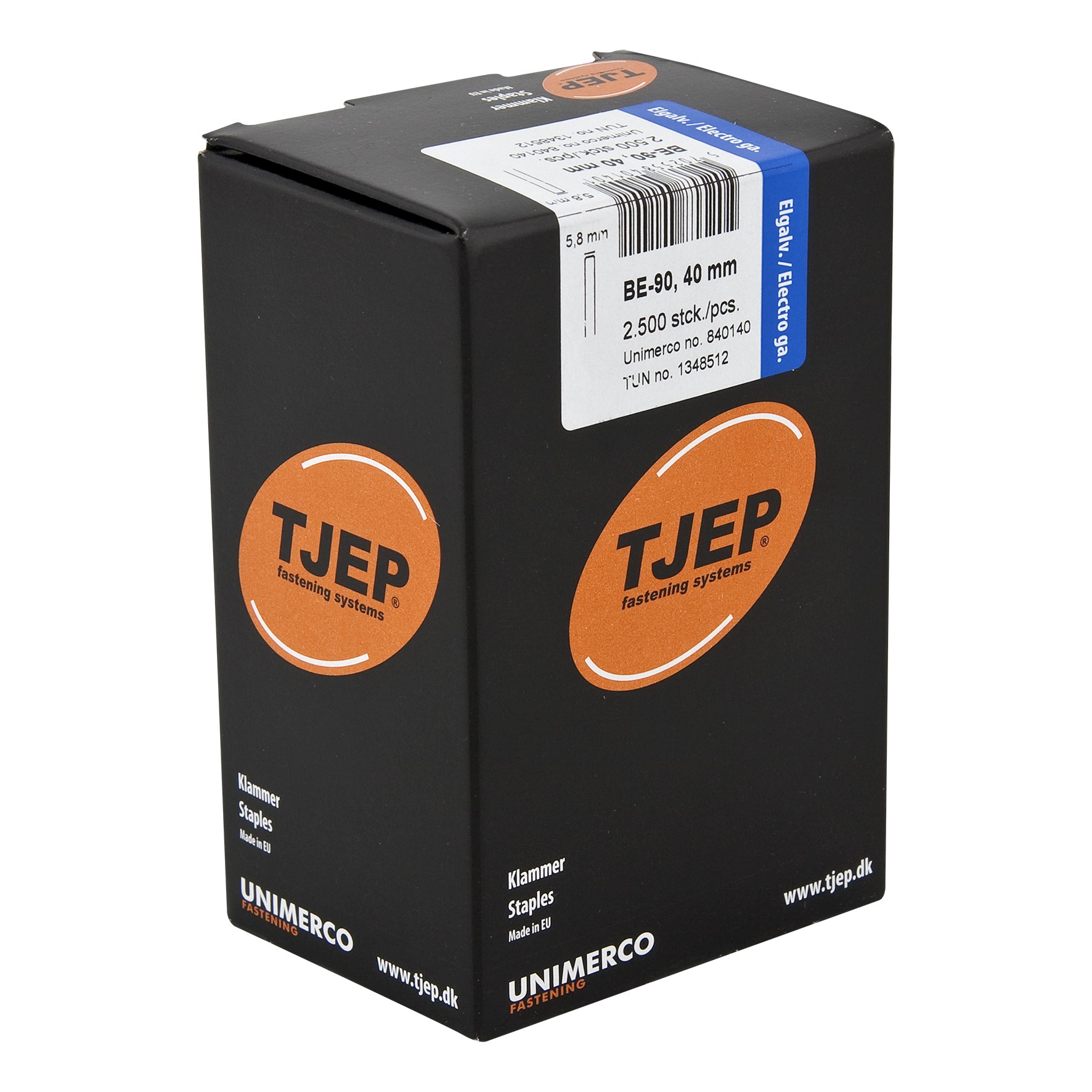 TJEP BE-90 Klammer 40 mm med lim - 2500 Stk.