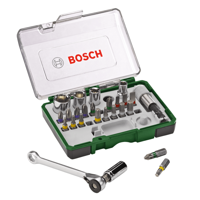 Bosch Skruetrækker bitsæt med skralde - 27 dele