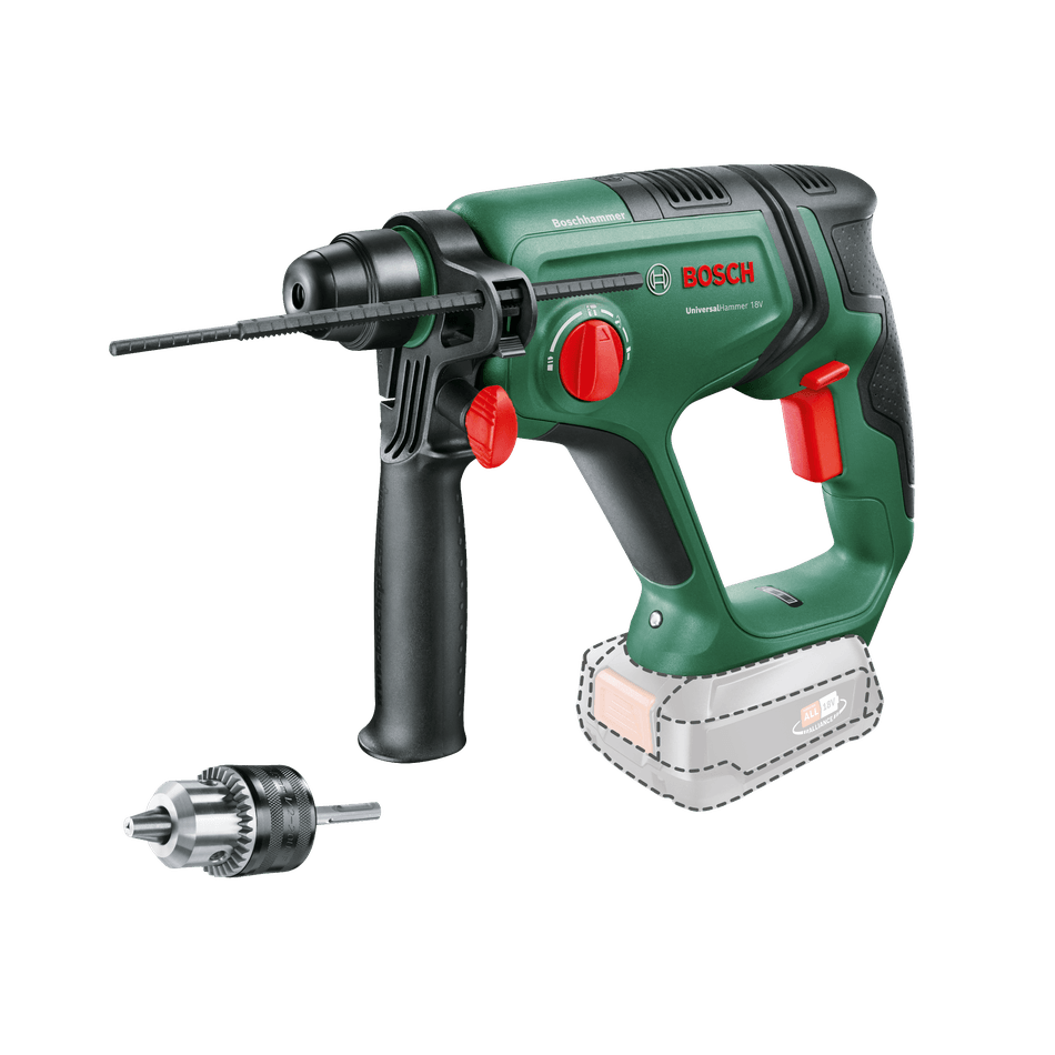 Bosch Universal Hammer 18V med adapter – Solo