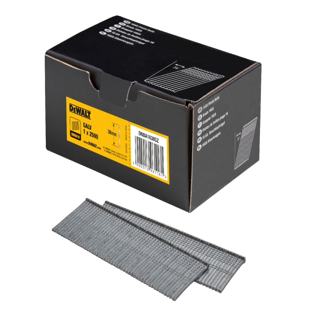 DeWALT 16GA Dykker 1,6x38mm galvaniseret, vinklet 20° - 2500 stk.
