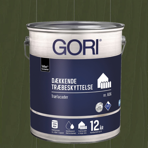 Gori 606 Dækkende Træbeskyttelse i grøn umbra 5 liter