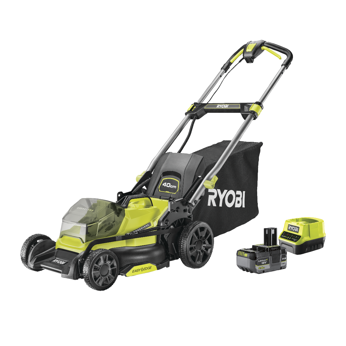 Ryobi RY18LMX40C-150 ONE+18V Plæneklipper med 5,0Ah batteri og lader