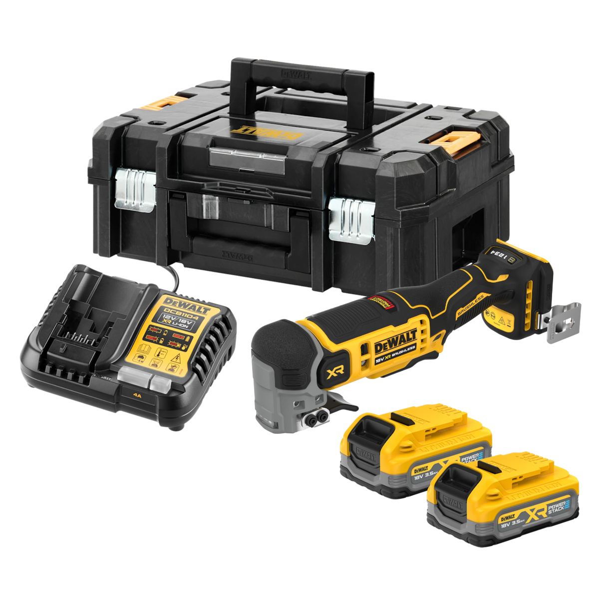 Dewalt DCS359S2-QW 18V XR Multiværktøj med 2 stk. 3,5Ah PowerStack batteri, lader og TSTAK