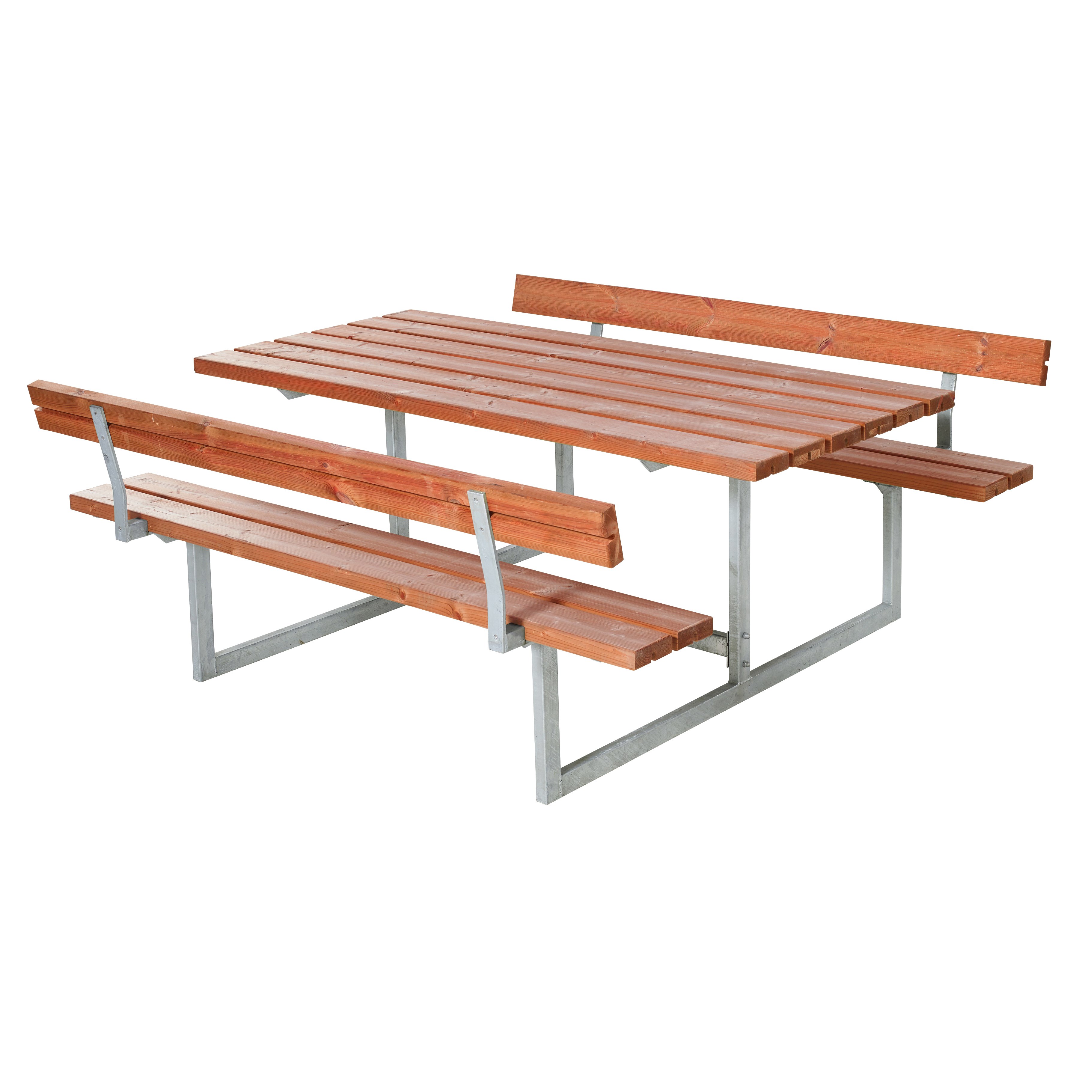 Plus Basic Bord/Bænkesæt m/2 ryglæn 177 cm - Grundmalet Teak
