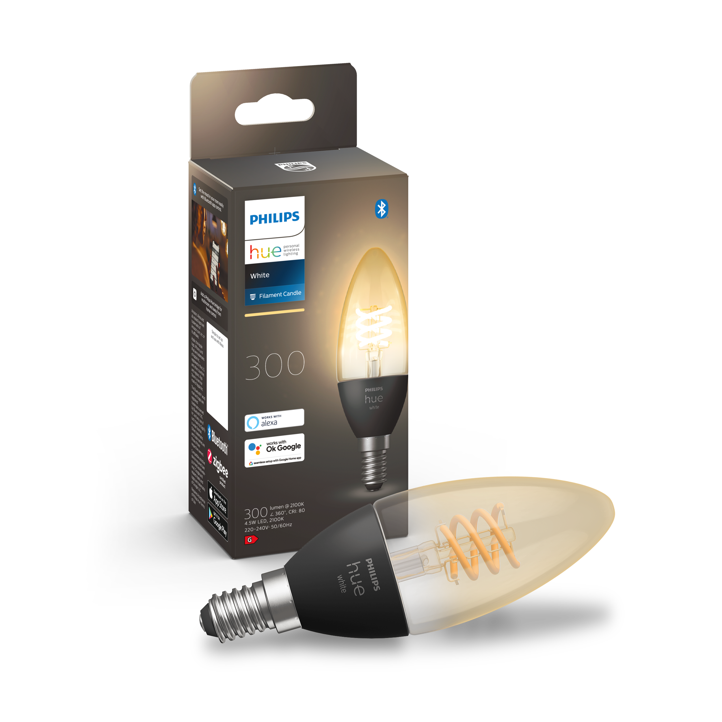 Philips Hue E14 B39 BT Filament White 300 lm kerte pære