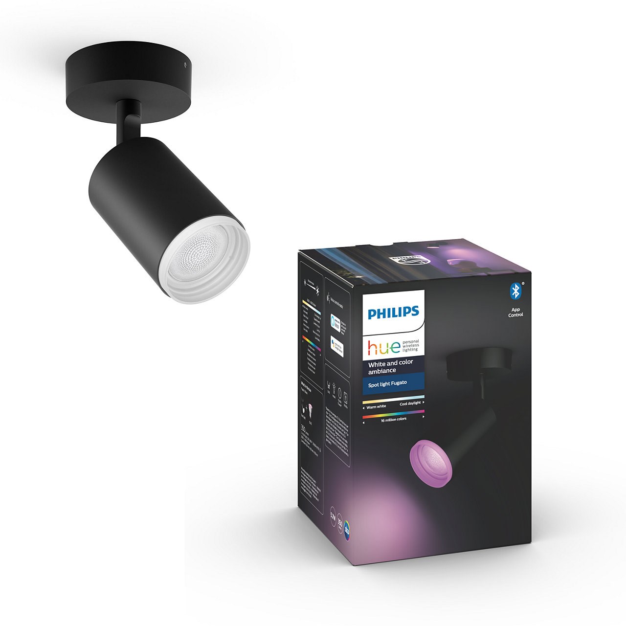 Philips Hue Fugato WCA BT Single spot i sort