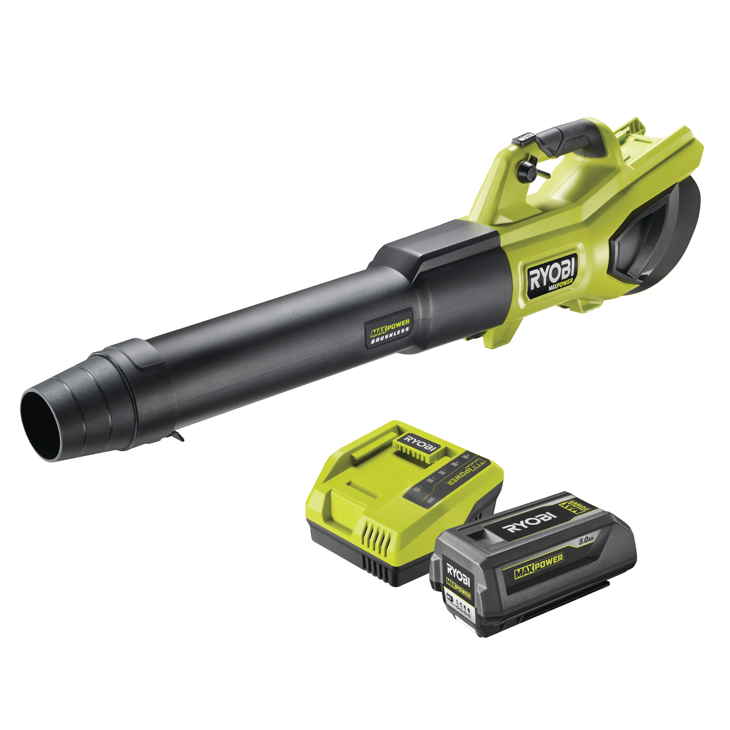 Ryobi RY36BLXB-150 MAX POWER 36V Whisper Løvblæser med 5,0Ah batteri og lader