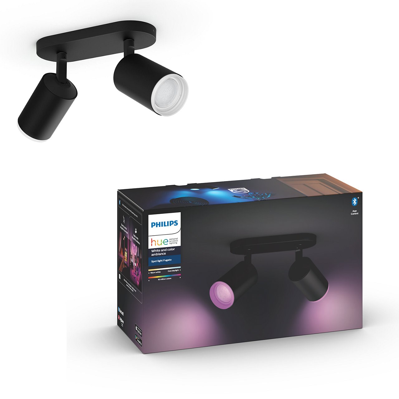 Philips Hue Fugato WCA BT Dobbelt spot i sort