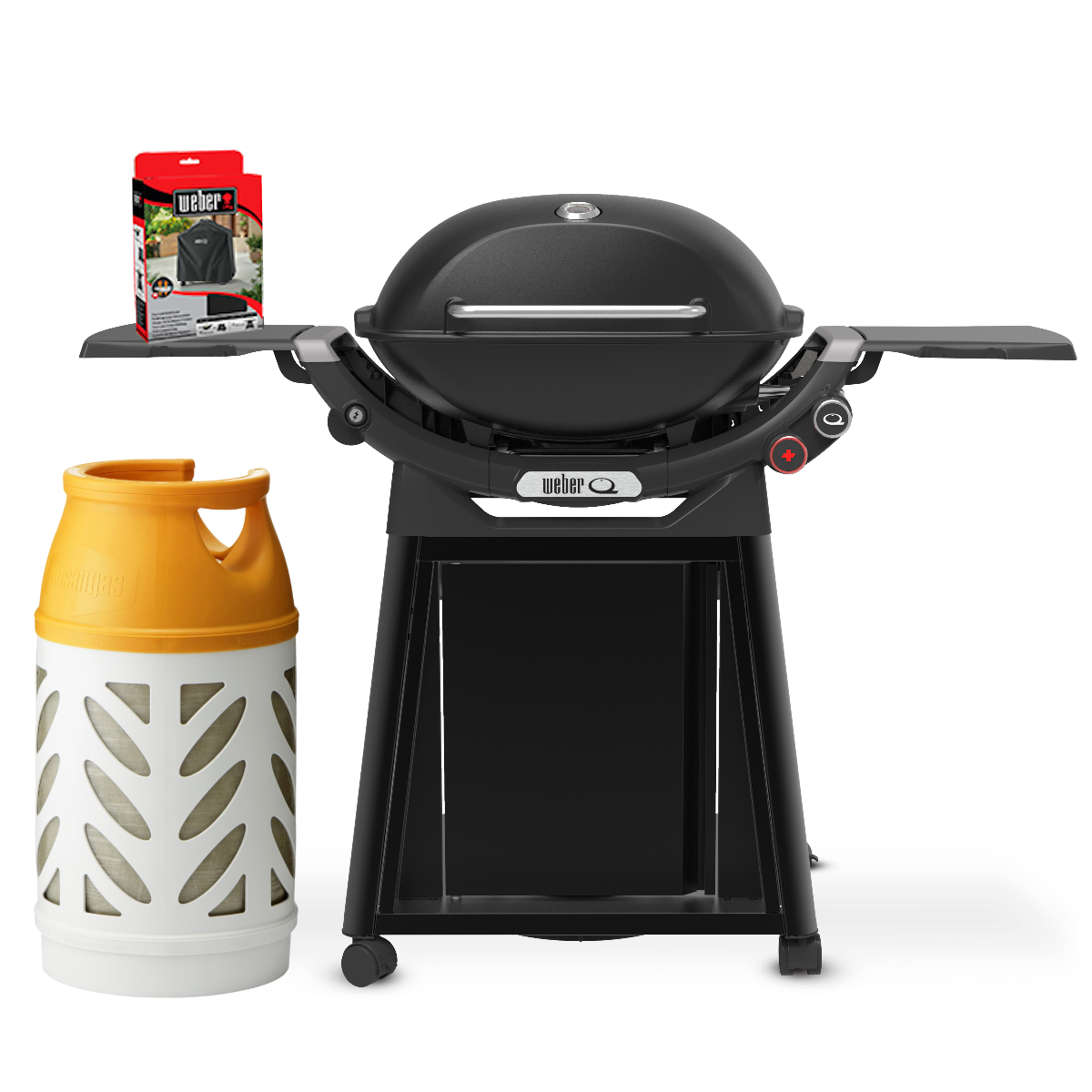 Weber Q3200N+ Gasgrill med premium-vogn, grillbetræk og gasflaske