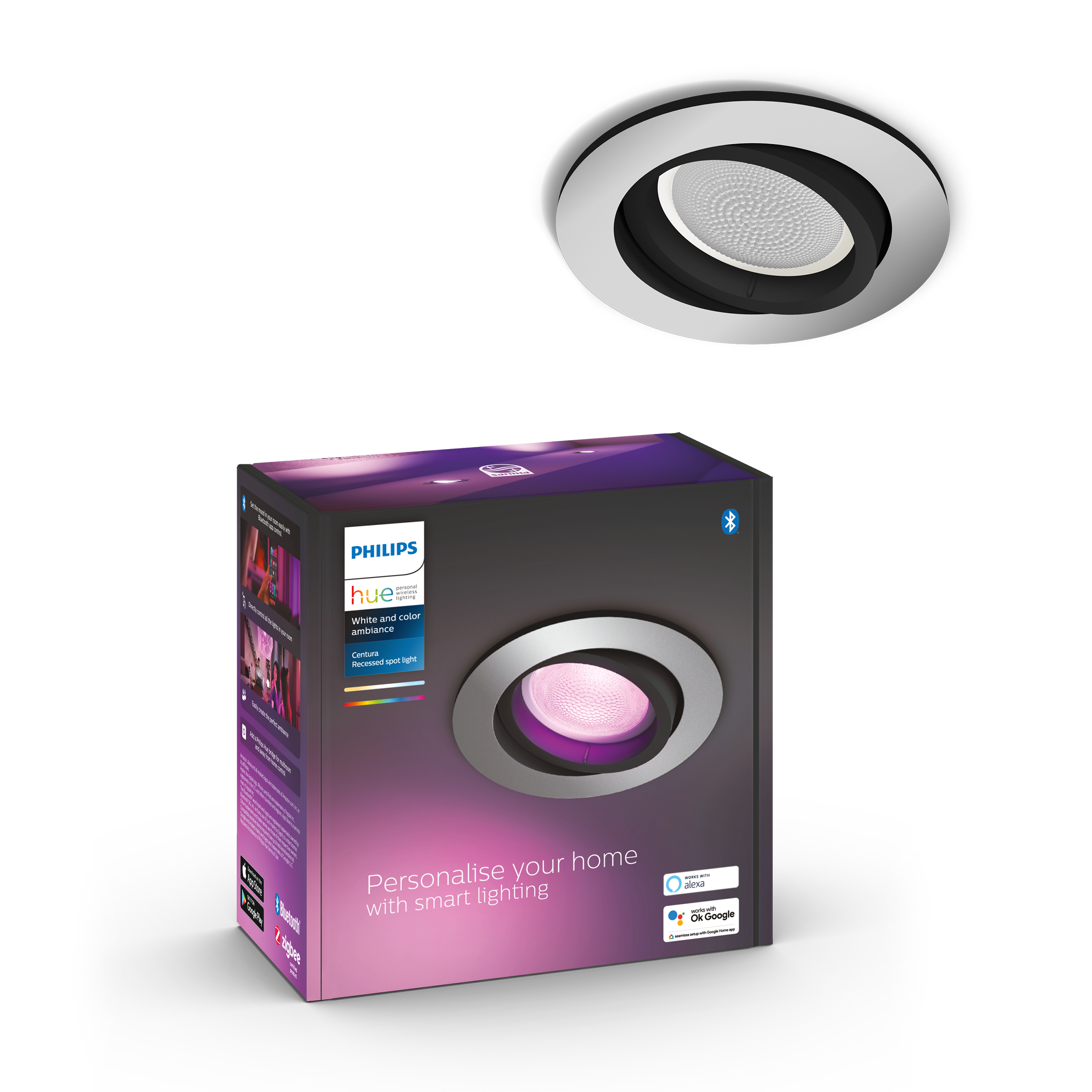Philips Hue Centura WCA BT Rund indbygningsspot i aluminium