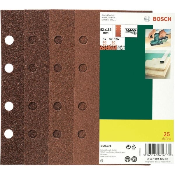 Bosch Slibebladssæt 93x185 mm - 25 stk.