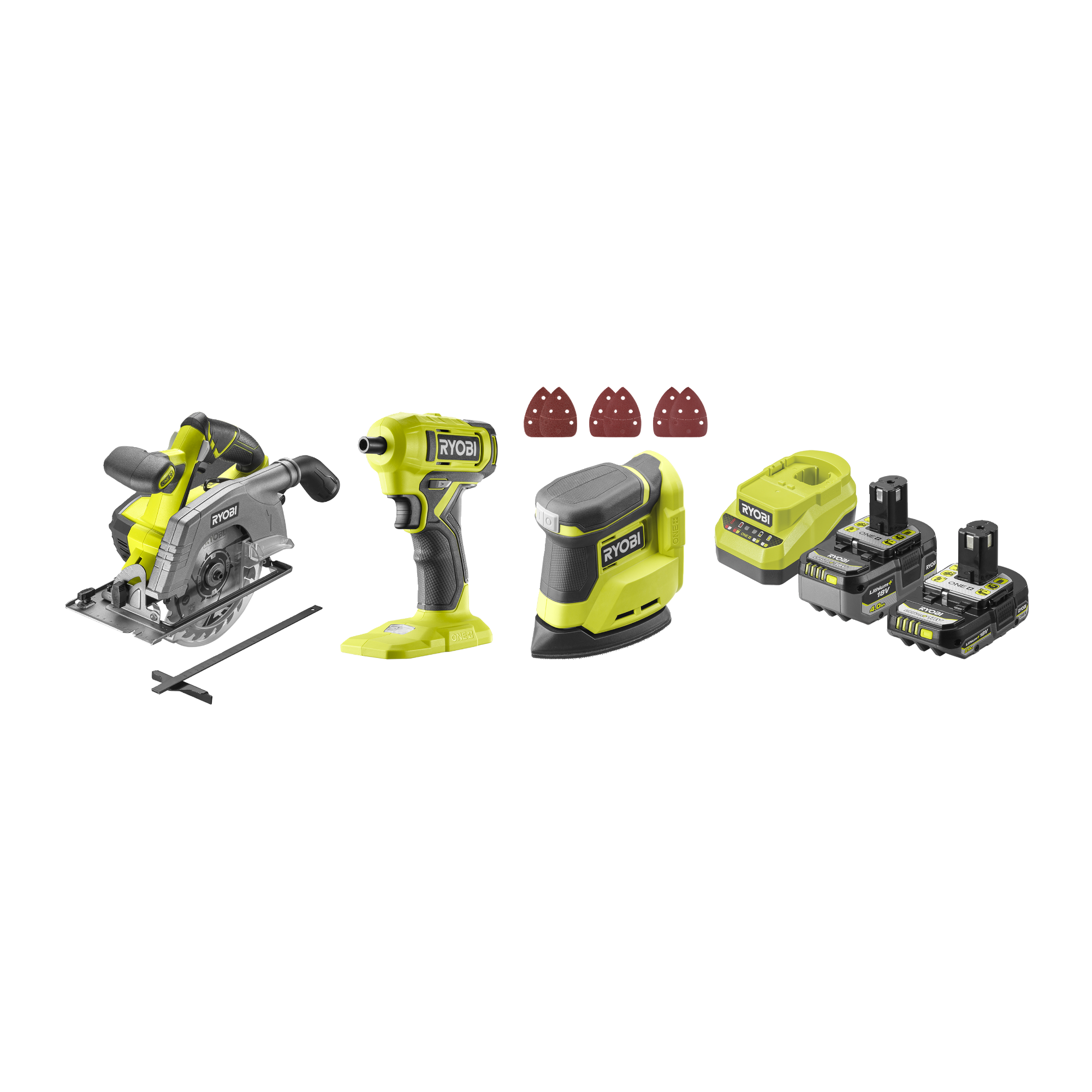 Ryobi R18CK3G-242G ONE+ 18V Elværktøjssæt med 2 stk. batteri og lader