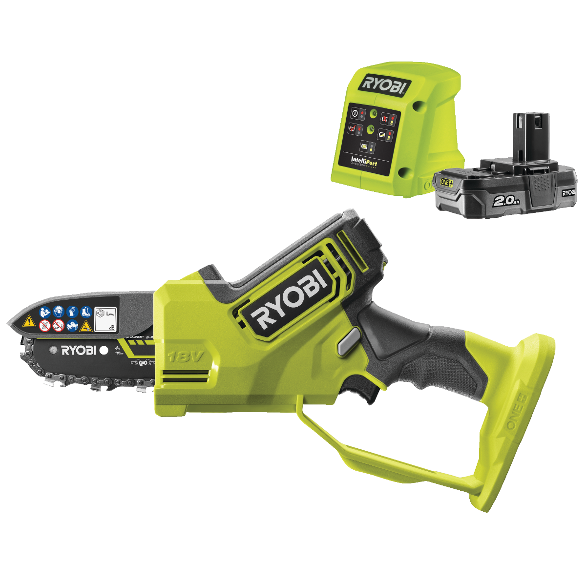Ryobi RY18PSX10A-120 ONE+ 18V Grensav med 2,0Ah batteri og lader