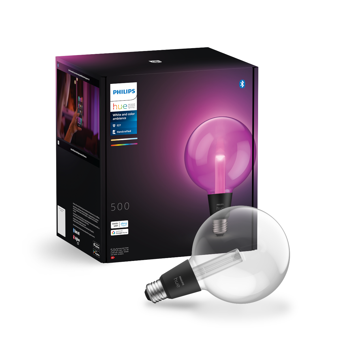 Philips Hue E27 BT Lightguide G125 Stor globe WCA pære