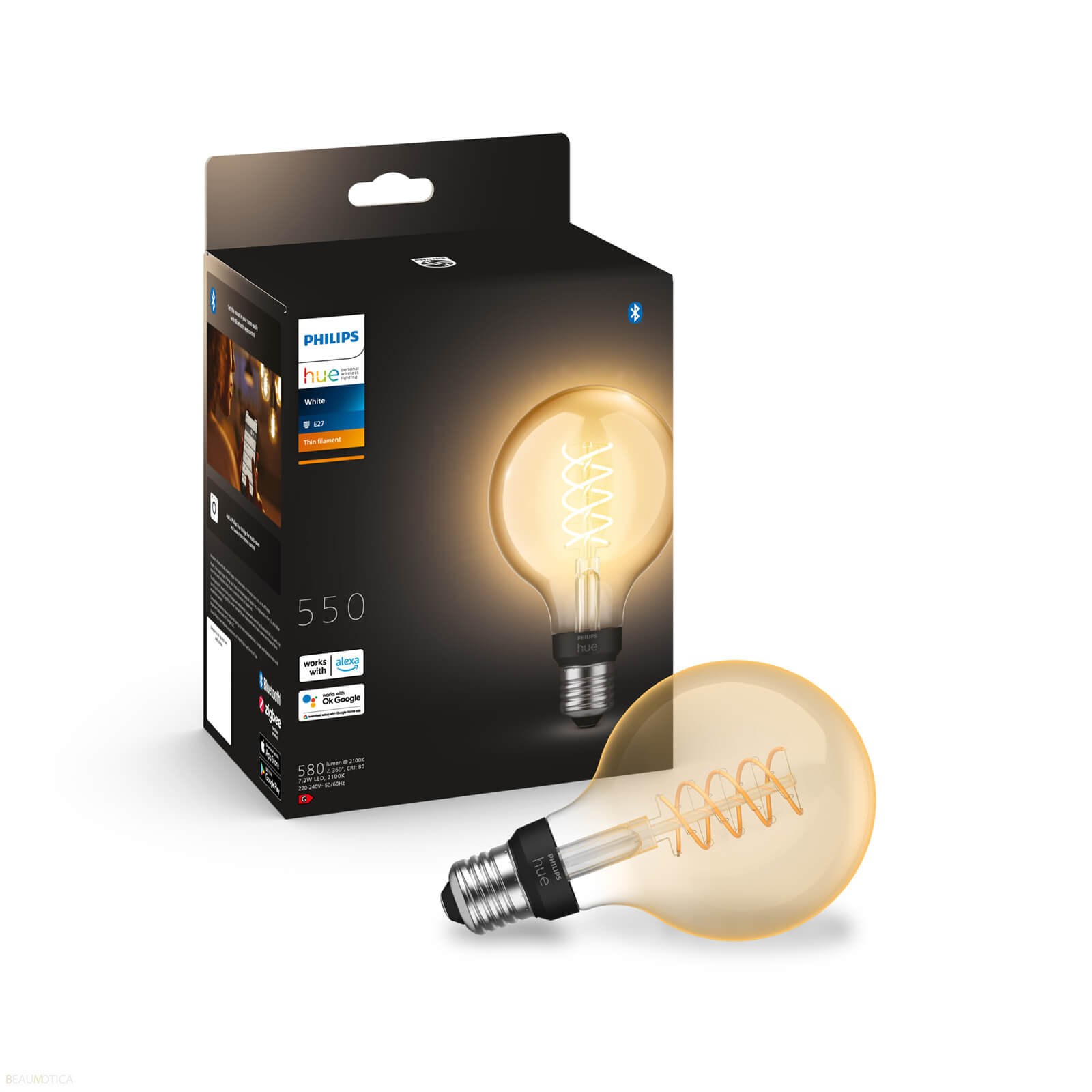 Philips Hue E27 G93 BT Filament White 550 lm pære