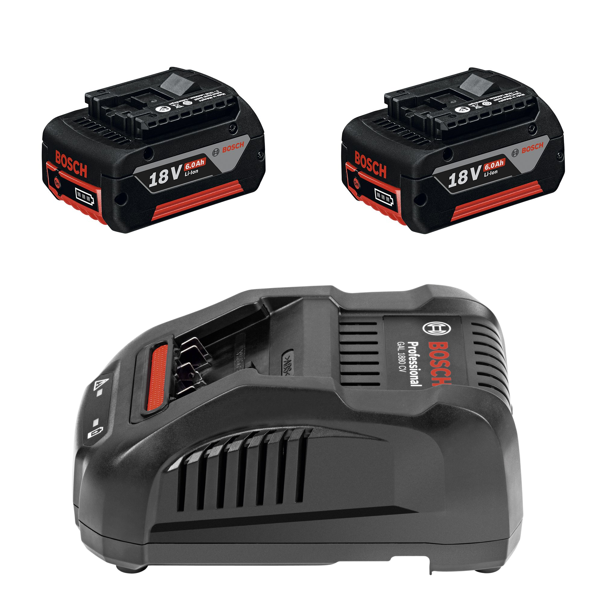 Bosch Professional Startsæt GBA 18V 2 x 6,0 Ah batteri og hurtiglader