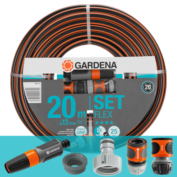Gardena Comfort Flex slange 1/2" 20 m med tilbehør - 18034-20