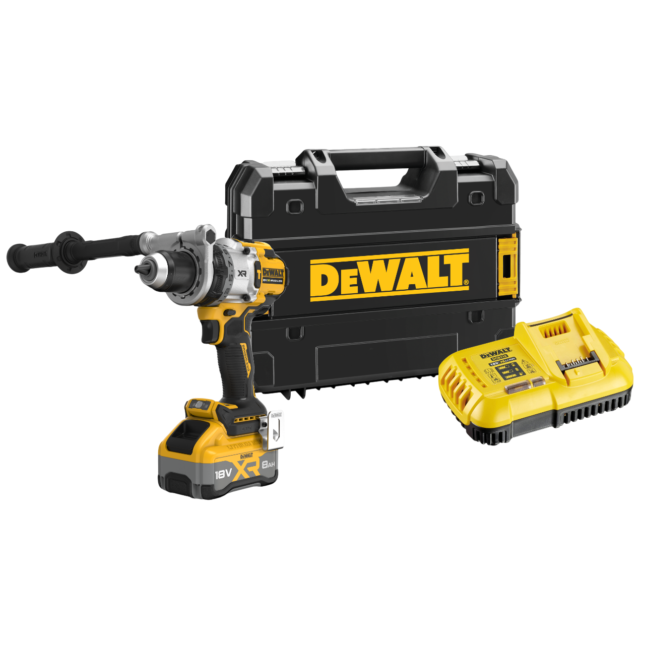Dewalt DCD1007WW1T-QW 18V XR Slagbore-/skruemaskine med 8,0Ah batteri, lader og TSTAK