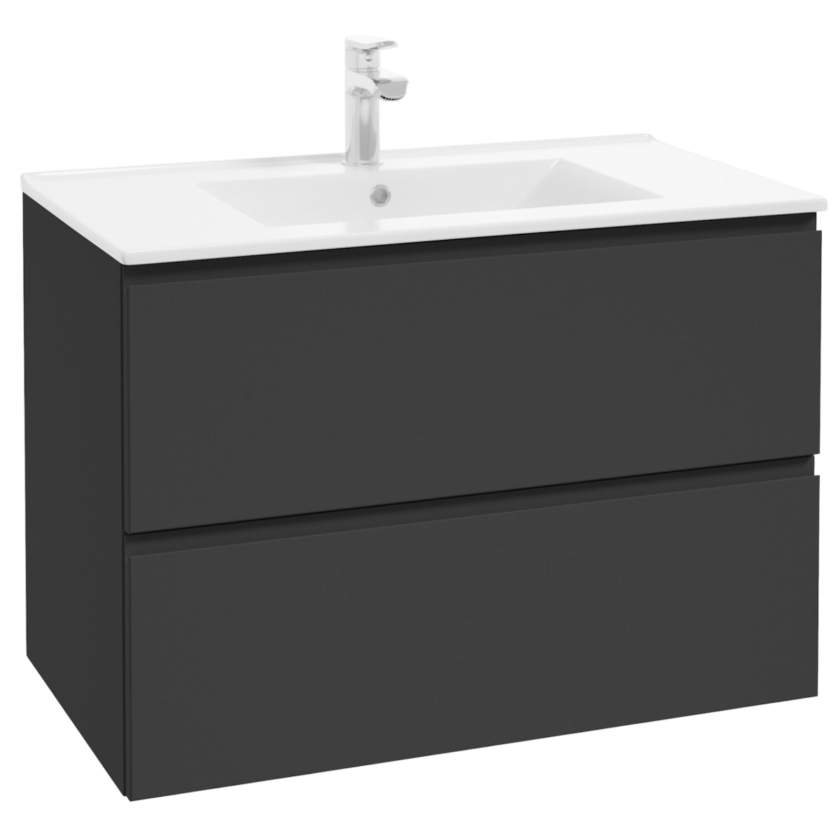 Milobad Reno Badmøbel med porcelænsvask i mat antracit 80 cm