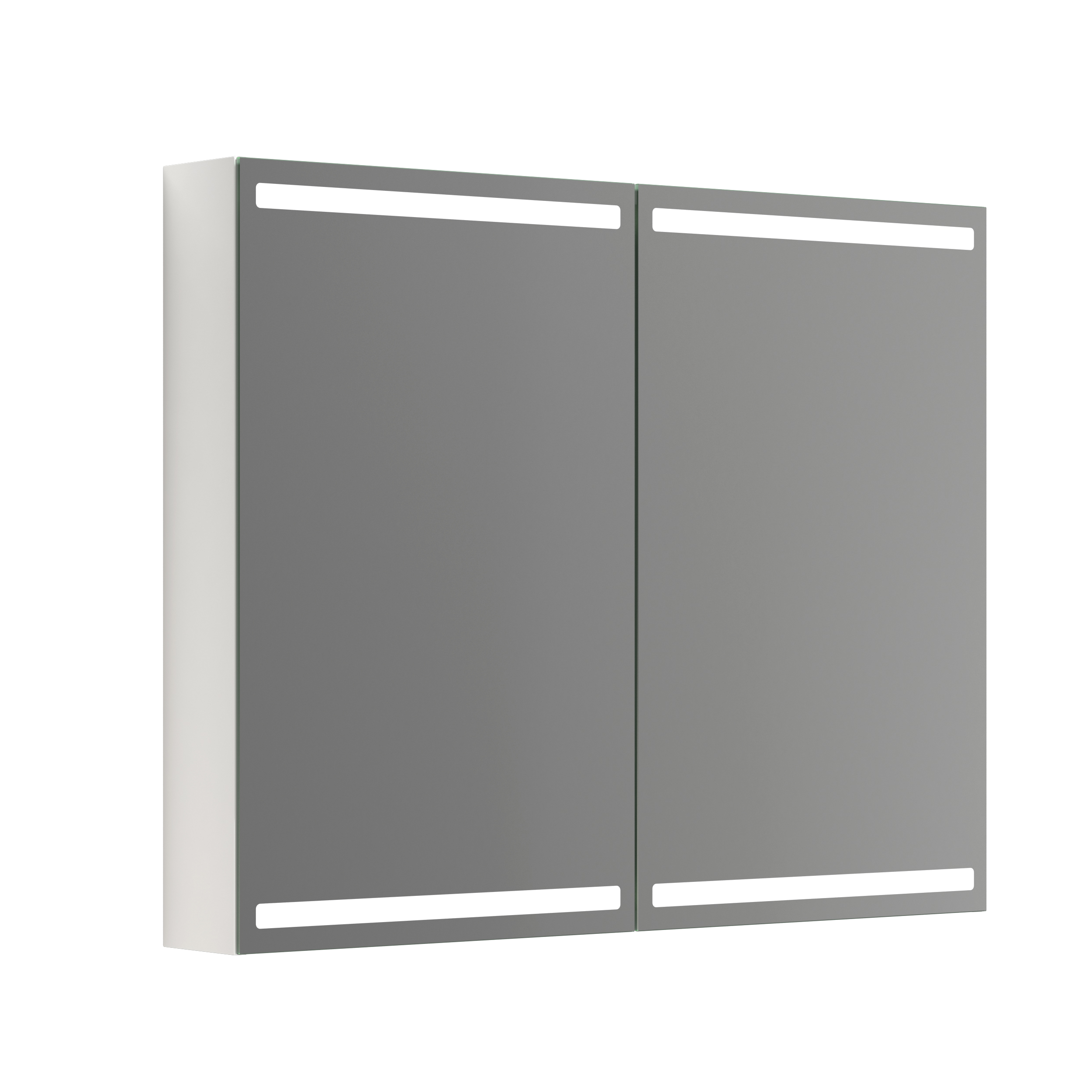 Scanbad Luna Level Spejlskab 80x100 cm m/2 låger - hvid højglans