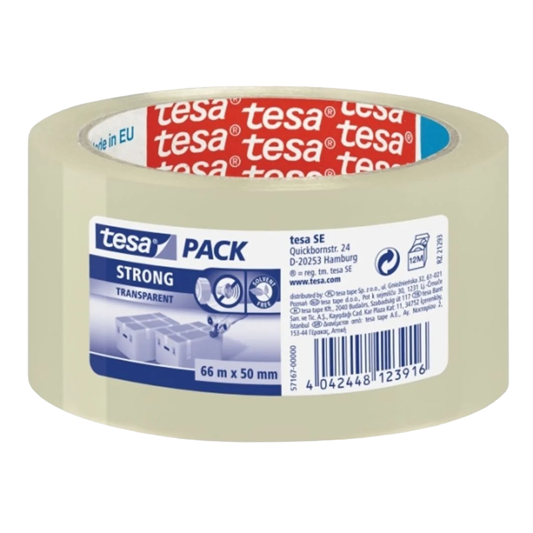 Tesa Strong Emballagetape 66m x 50 mm – Transparent