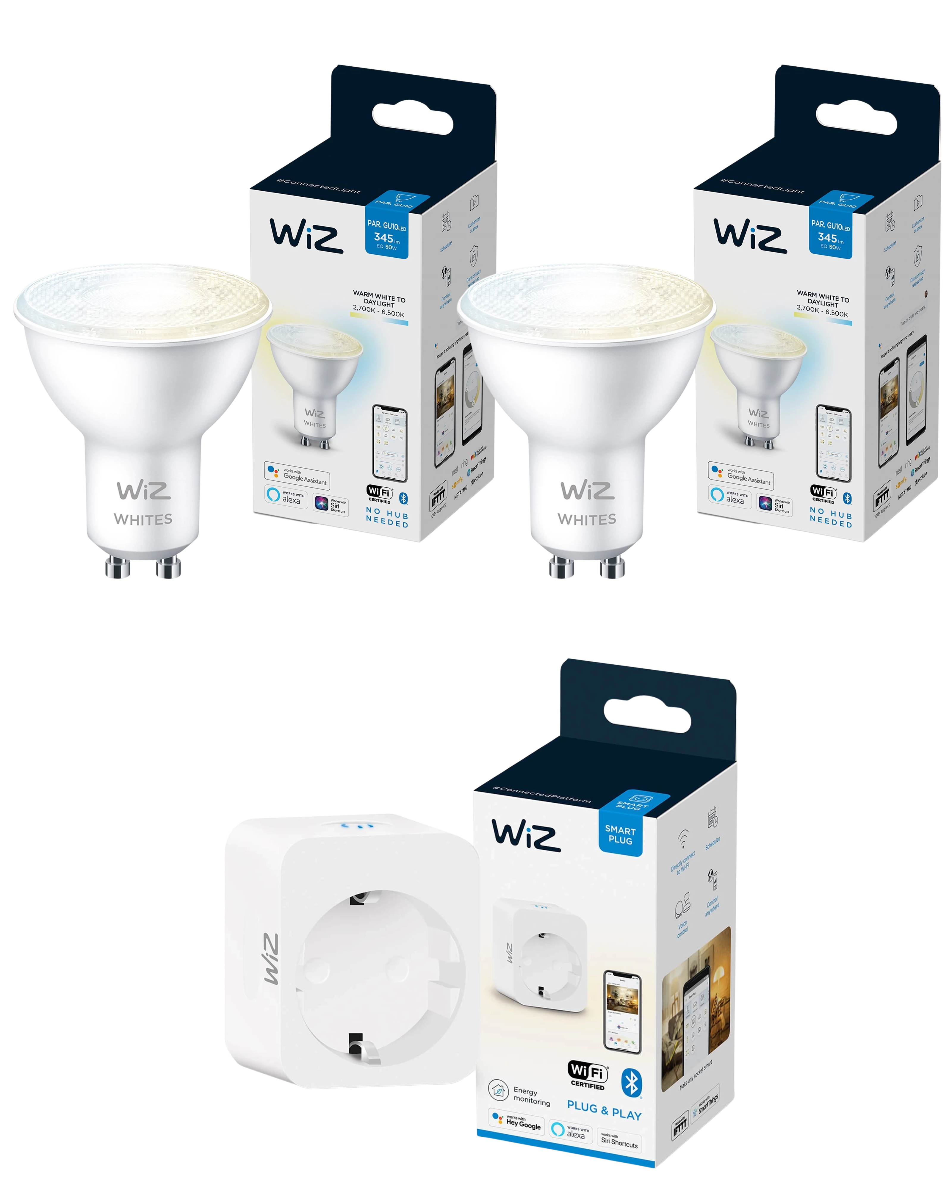 WiZ GU10 Tunable White 2-pak + Smart Plug