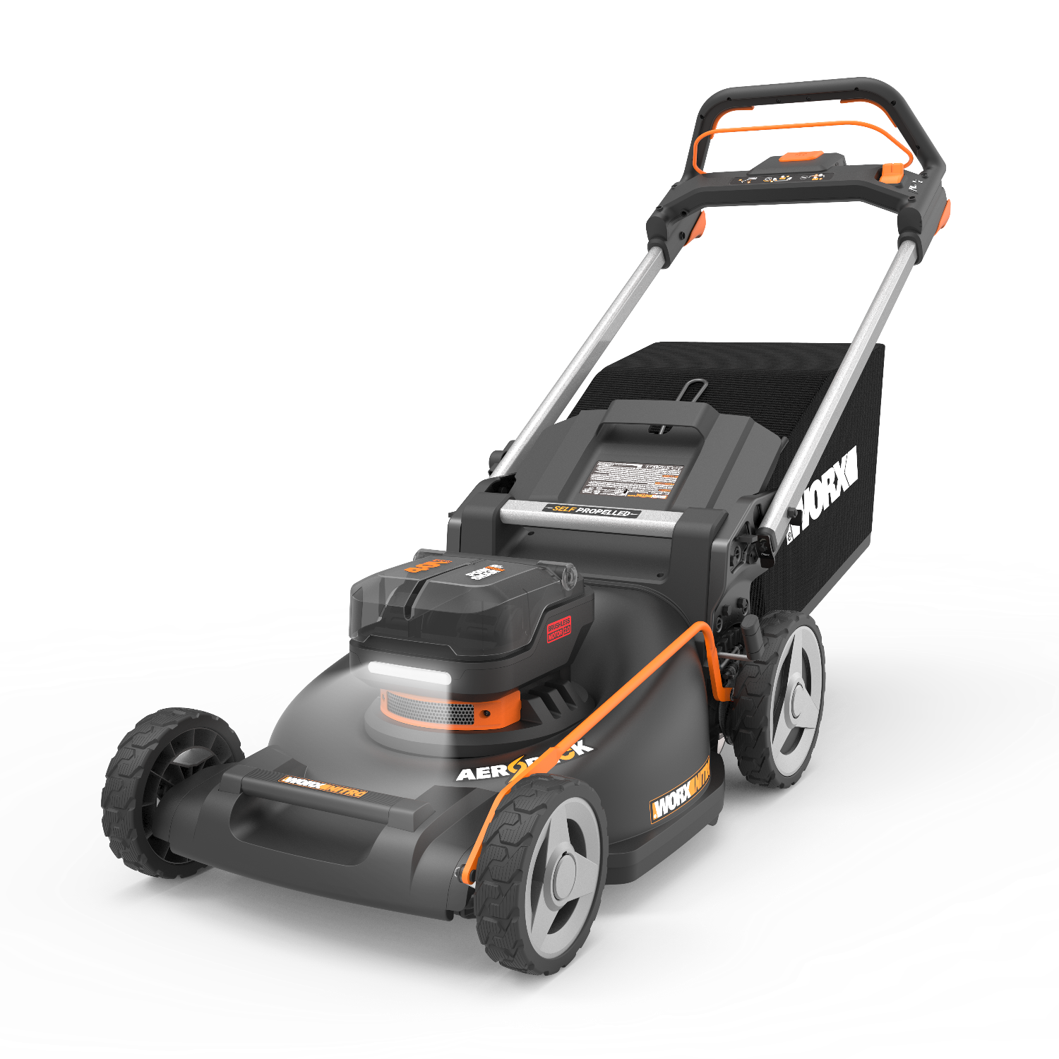 Worx WG760E 20V PowerShare Nitro Plæneklipper med 2 stk. 5,0Ah batteri og dobbeltlader