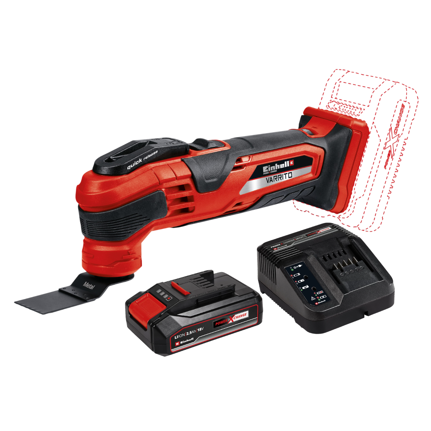 Einhell VARRITO 18V Li Multicutter med 2,5Ah batteri og lader