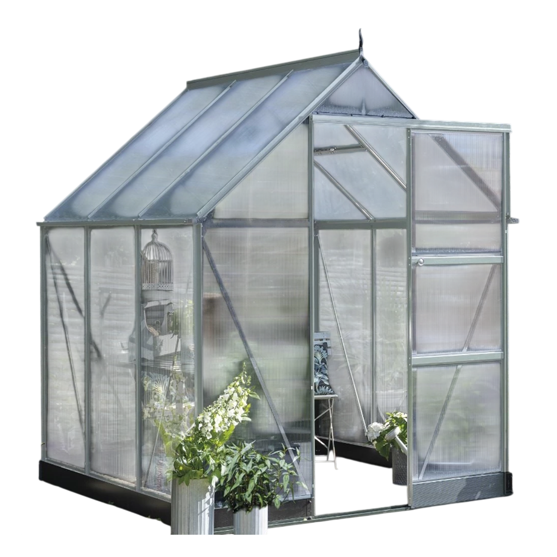 Halls ICON 6 Drivhus i alu 3,7 m² (6' x 6') med 4 mm polycarbonat