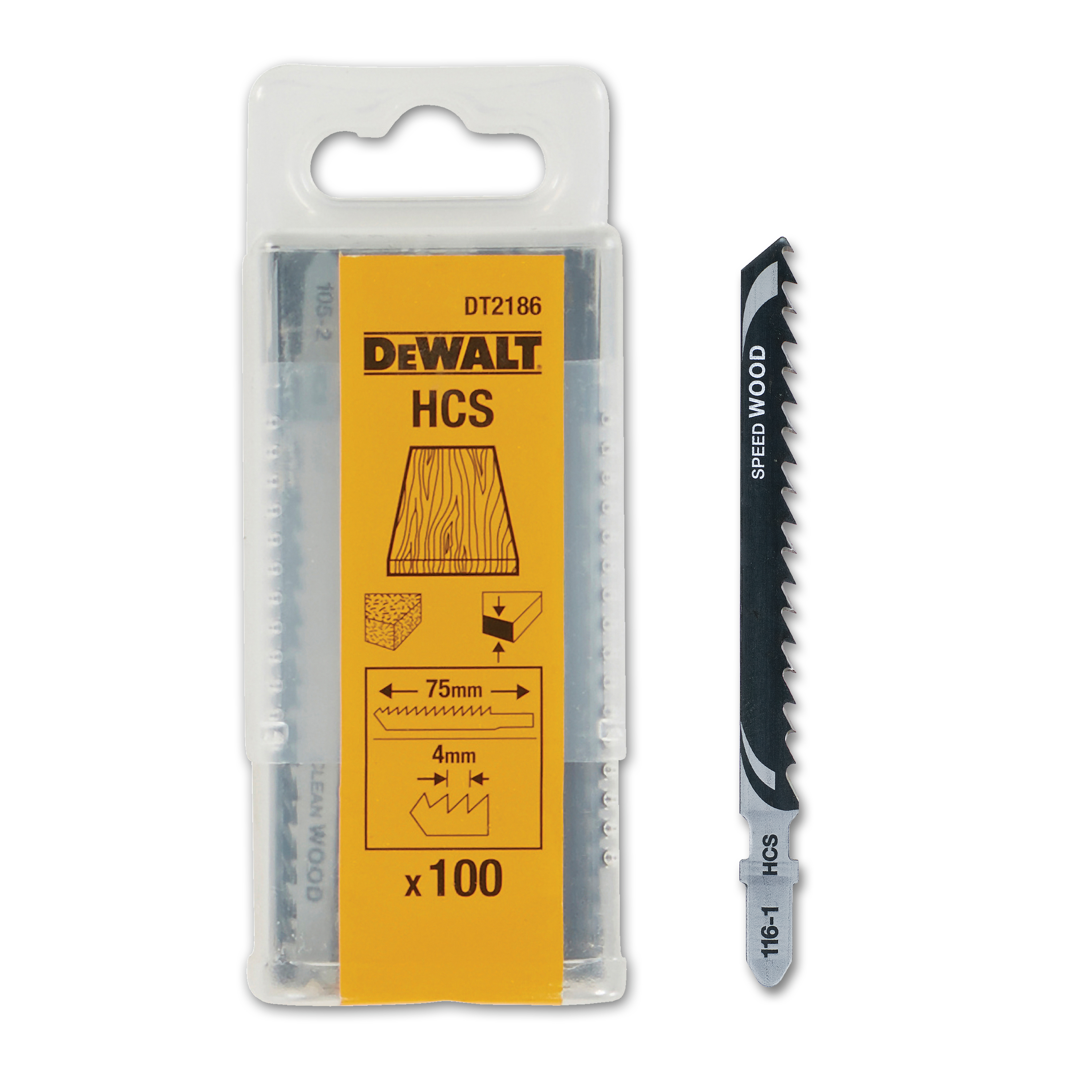 DeWALT DT2186-QZ HCS Stiksavklinge til træ - 100 stk.