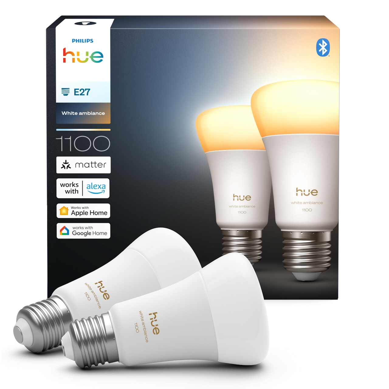 Philips hue E27 BT White Ambiance 1100 lm pære - 2 stk.